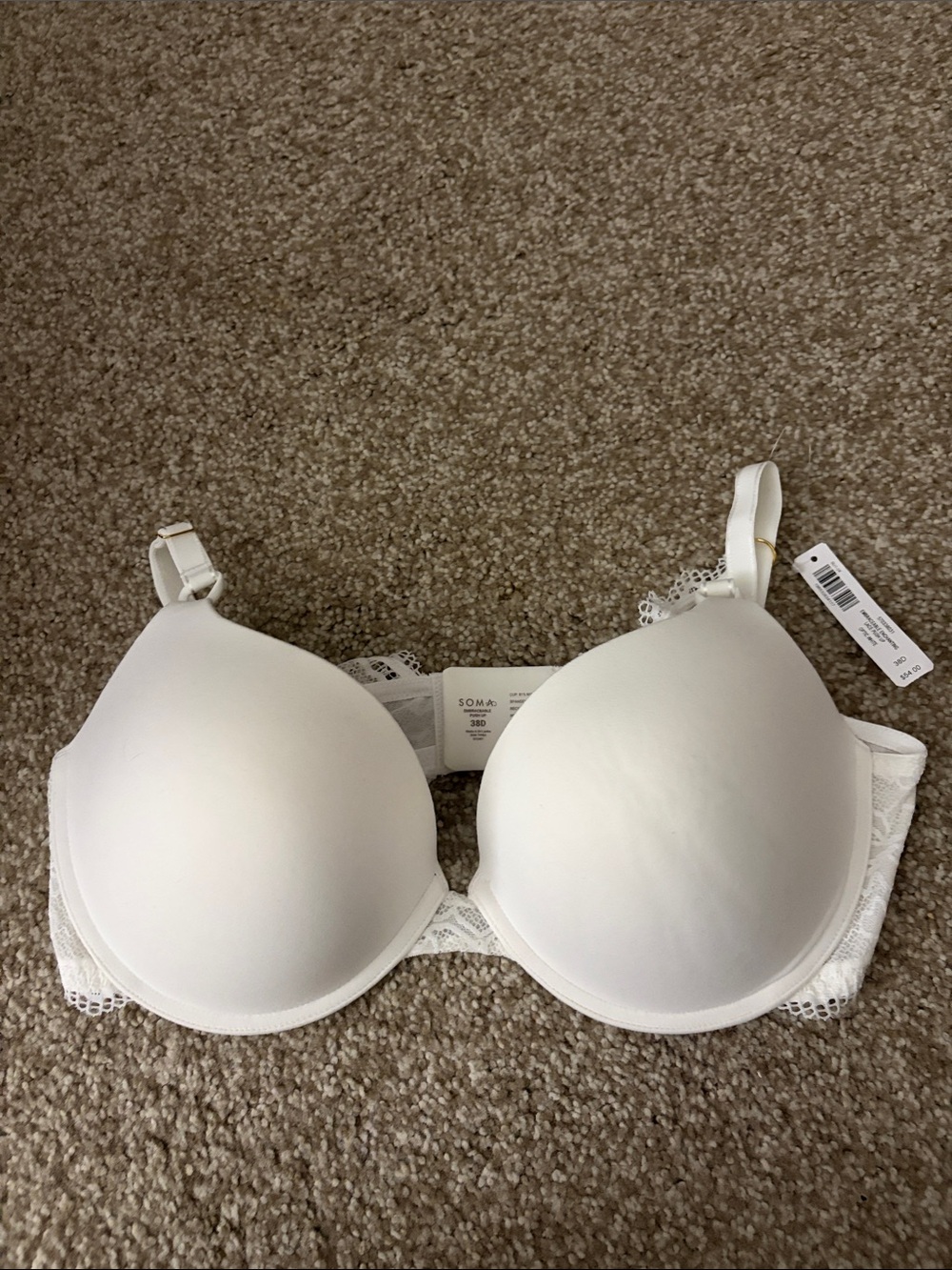 Soma White Smooth Lace-Trim T-Shirt Bra